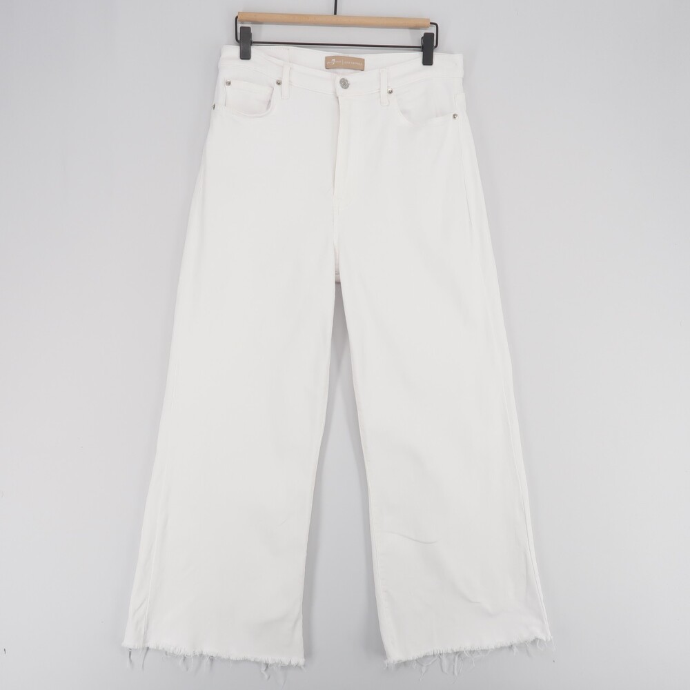 7 For All Mankind Jo Jeans Womens 31 White Ultra High Rise Crop Wide Leg Luxe